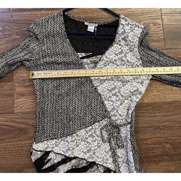 Alberto Makali Small Boho Lace Knit Wrap Top High Low 3/4 Sleeve Art to Wear - Picture 5 of 7